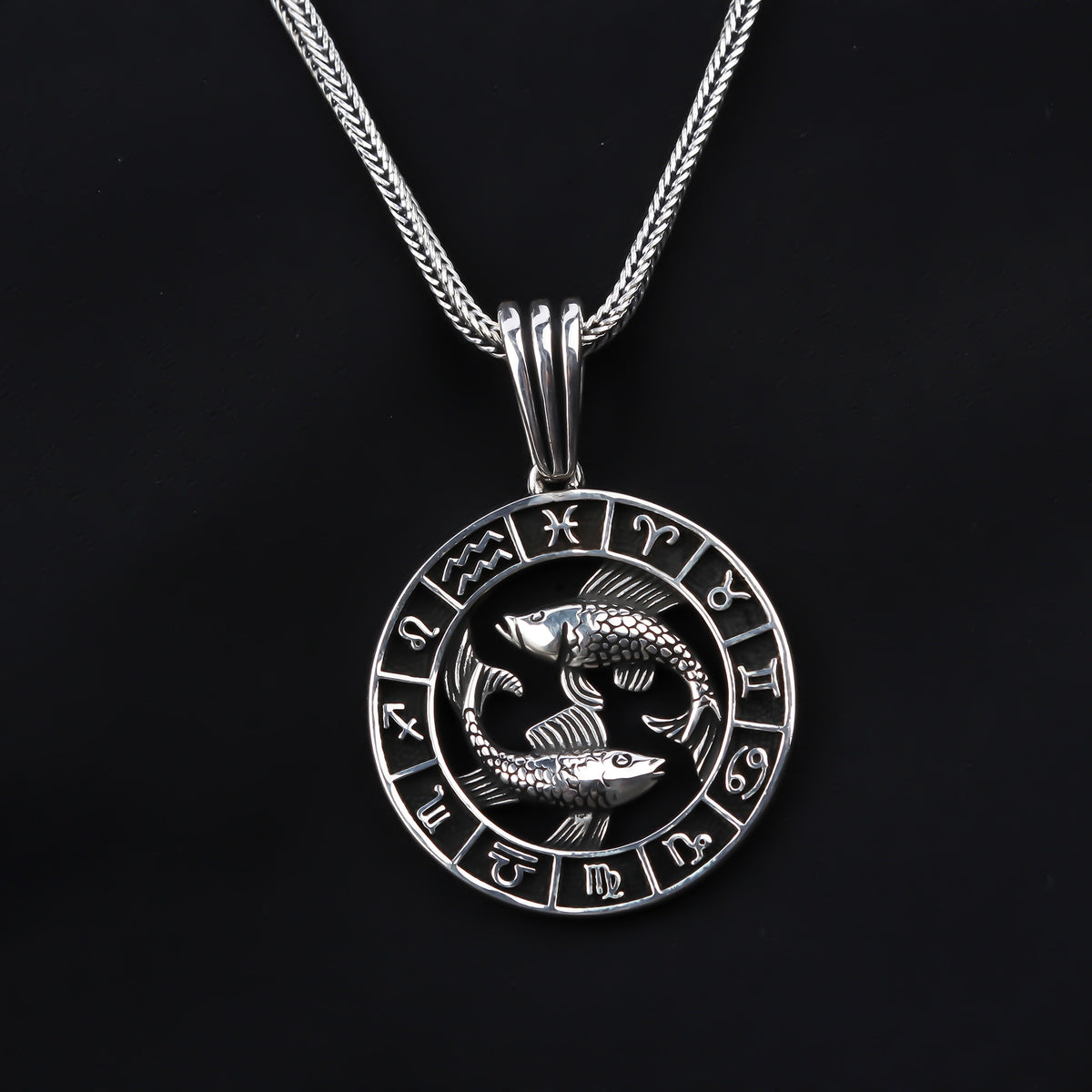 925k Sterling Silver Men Pisces Necklace - alternate view 2