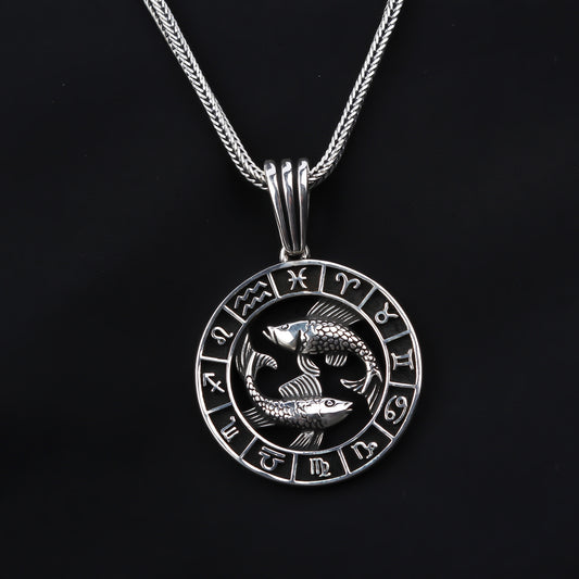 925k Sterling Silver Men Pisces Necklace - alternate view 2