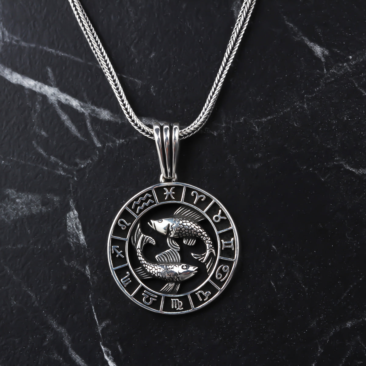 925k Sterling Silver Men Pisces Necklace - alternate view 3