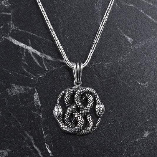 925k Sterling Silver Men Snake Necklace