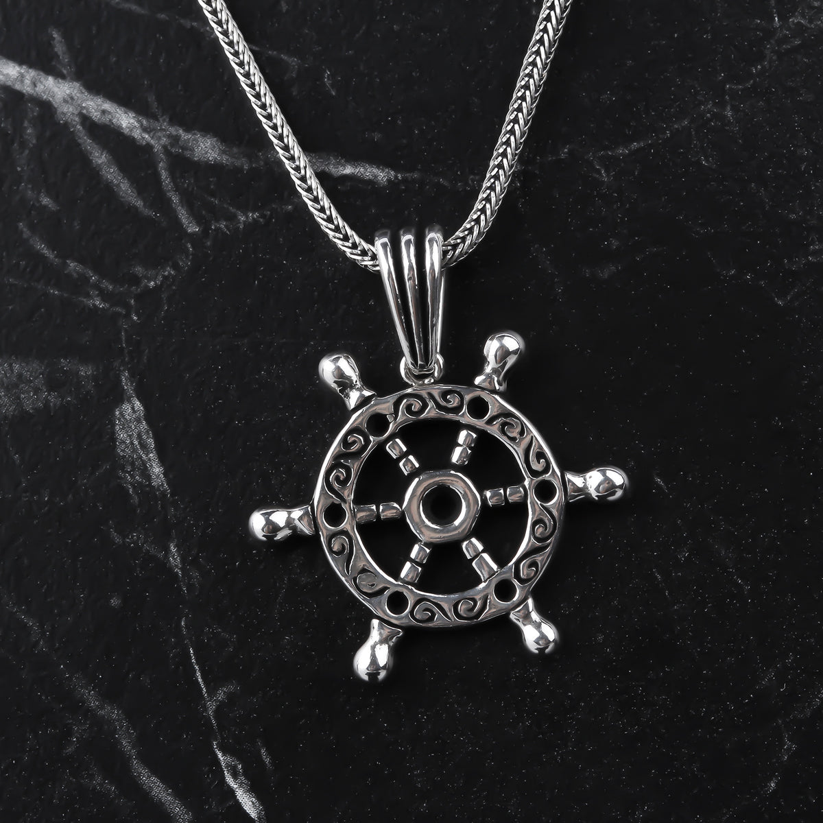 925k Sterling Silver Men Helm Necklace - alternate view 3