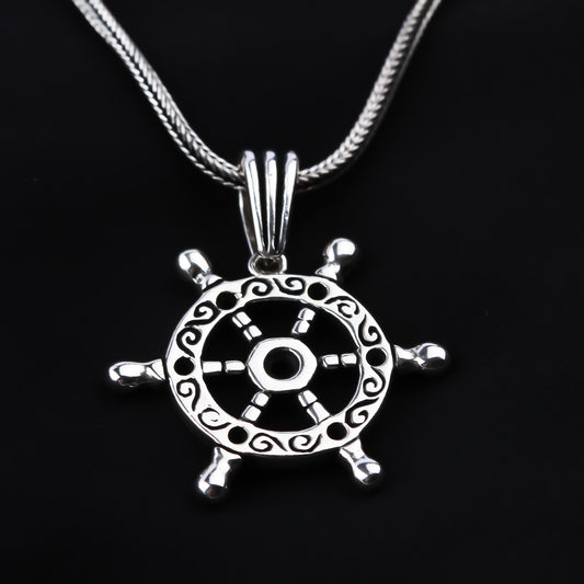 925k Sterling Silver Men Helm Necklace