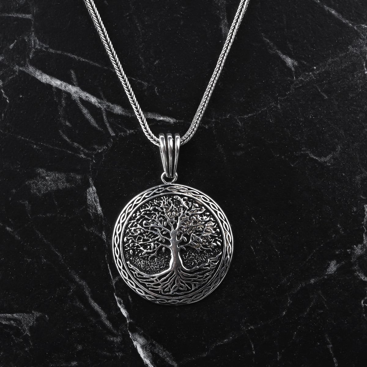 925k Sterling Silver Men Tree of Life Necklace - alternate view 4