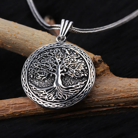 925k Sterling Silver Men Tree of Life Necklace