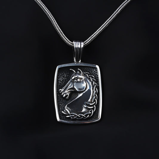 925k Sterling Silver Men Horse Necklace - alternate view 2