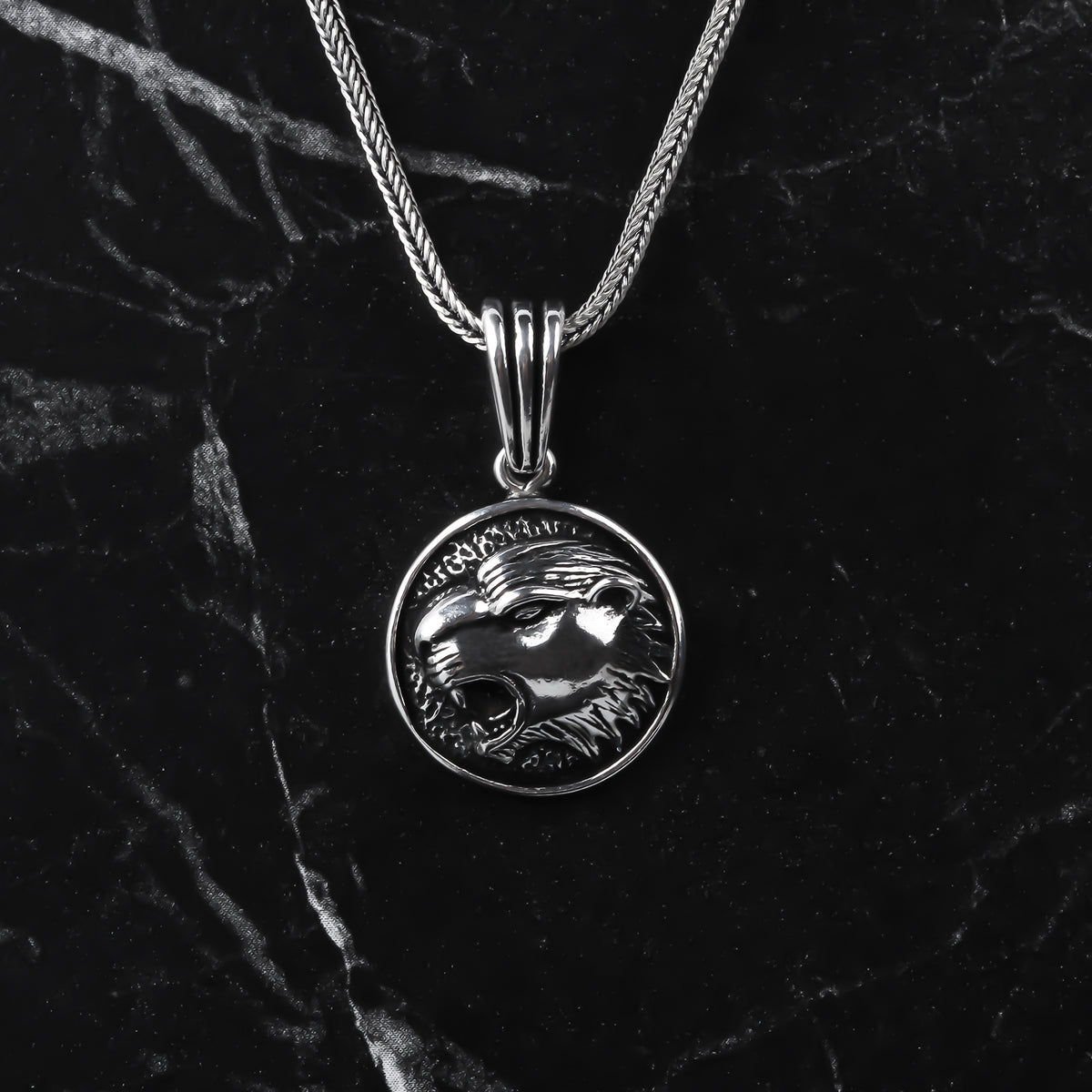 925k Sterling Silver Men Wild Tiger Necklace - alternate view 3