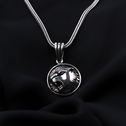 925k Sterling Silver Men Wild Tiger Necklace