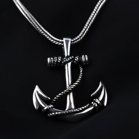 925k Sterling Silver Men Sea Anchor Necklace - alternate view 2