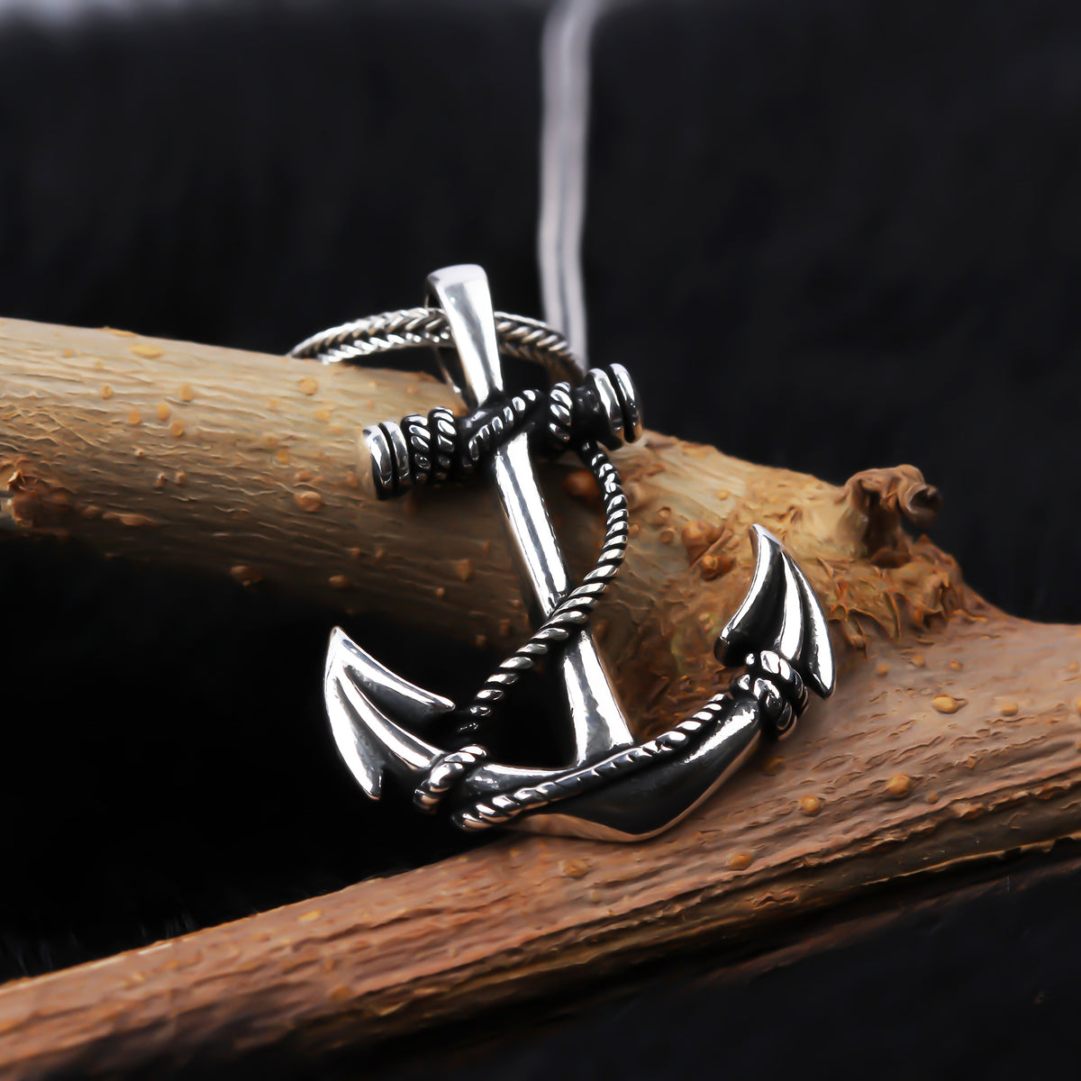 925k Sterling Silver Men Sea Anchor Necklace