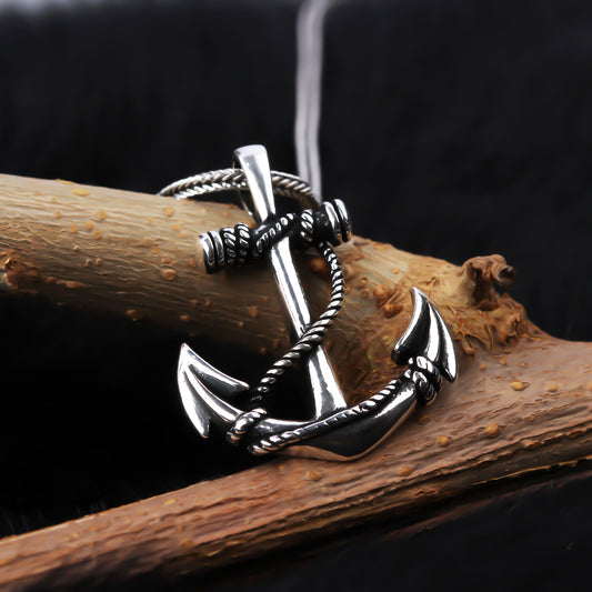 925k Sterling Silver Men Sea Anchor Necklace
