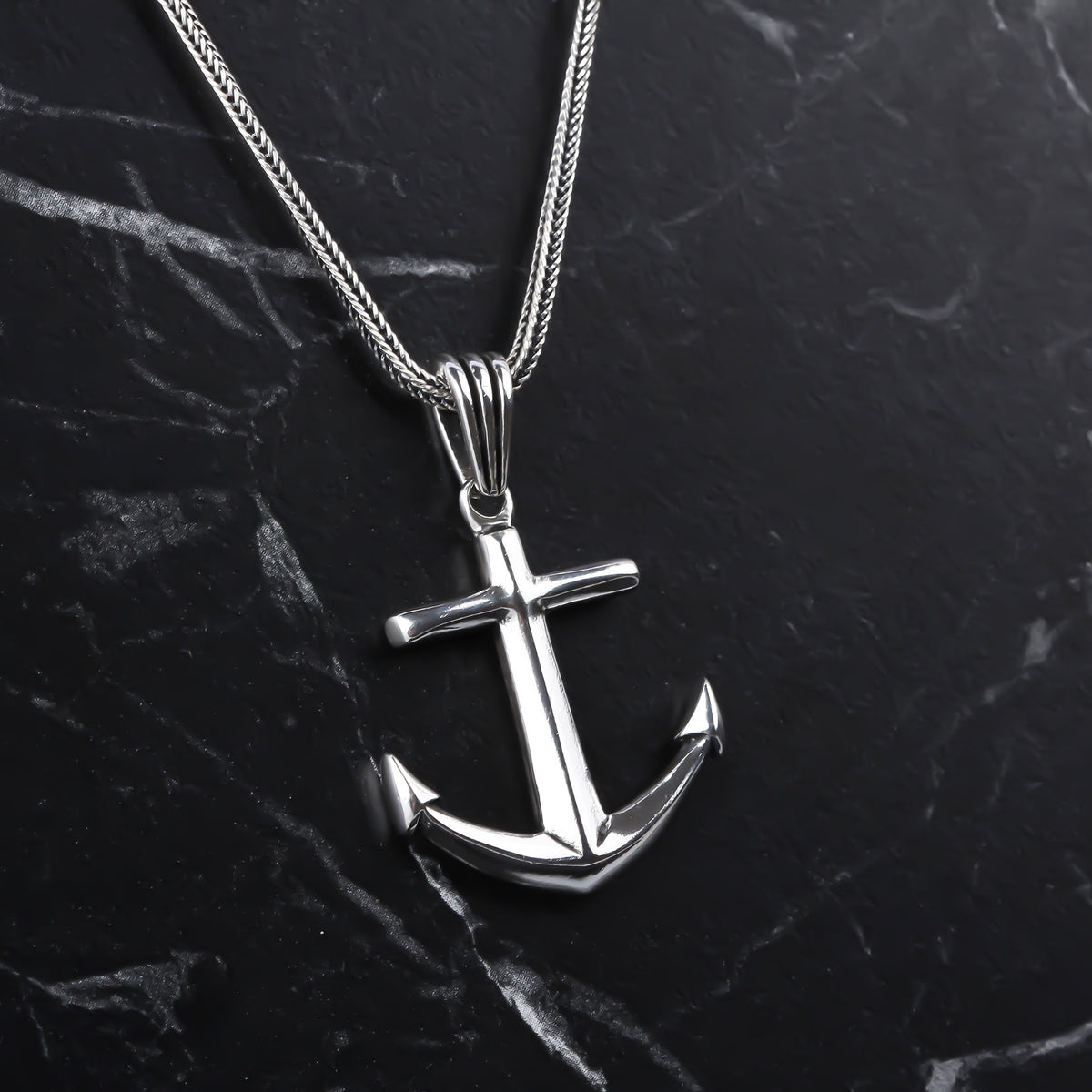 925k Sterling Silver Men Anchor Necklace - alternate view 2