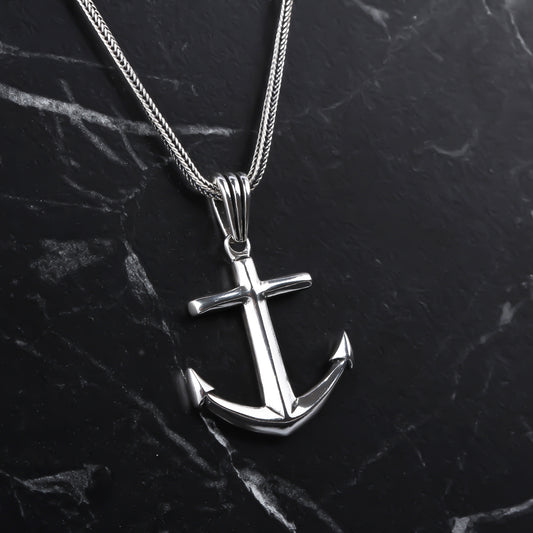 925k Sterling Silver Men Anchor Necklace - alternate view 2