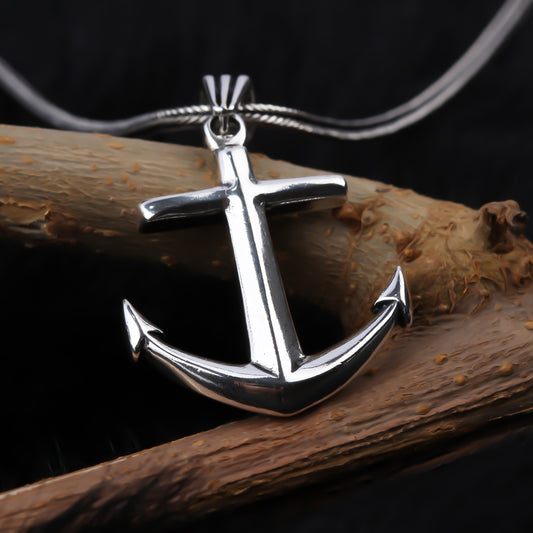925k Sterling Silver Men Anchor Necklace