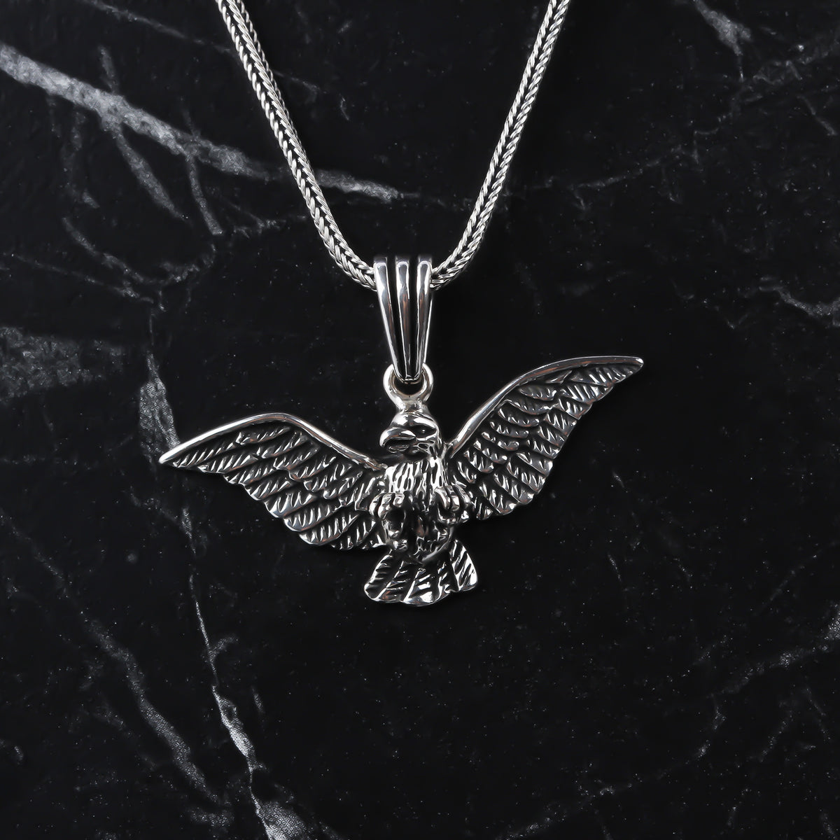 925k Sterling Silver Men Hawk Necklace - alternate view 2