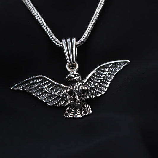 925k Sterling Silver Men Hawk Necklace