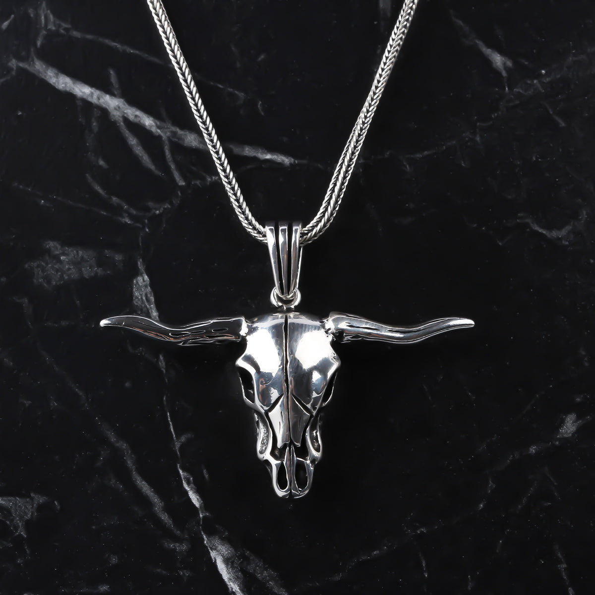 925k Sterling Silver Men Buffalo Necklace - alternate view 2