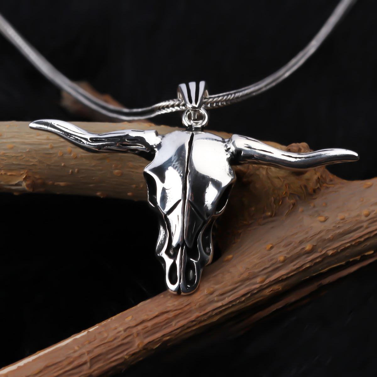 925k Sterling Silver Men Buffalo Necklace - alternate view 3