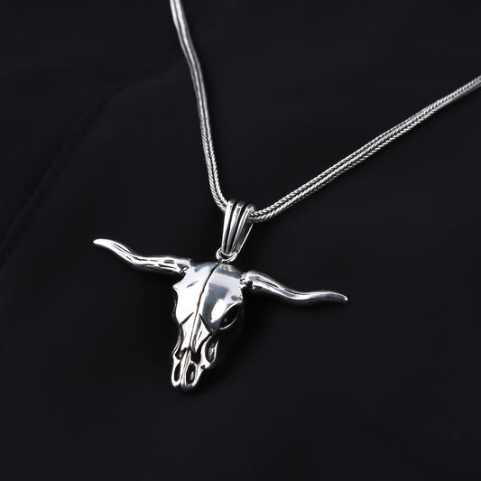 925k Sterling Silver Men Buffalo Necklace