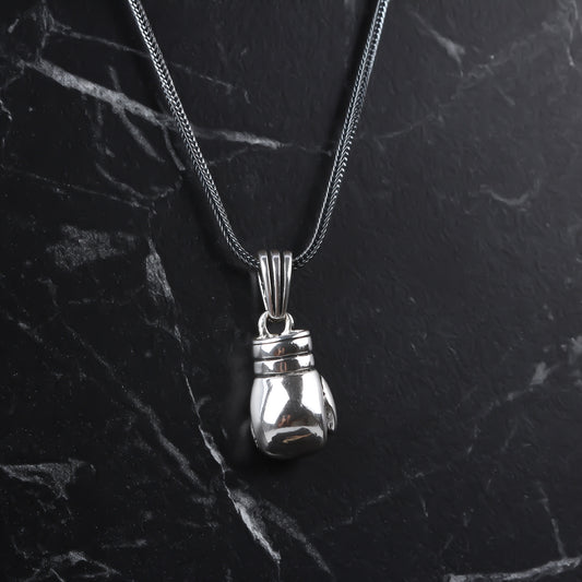 925k Sterling Silver Men Boxing Gloves Necklace - alternate view 2