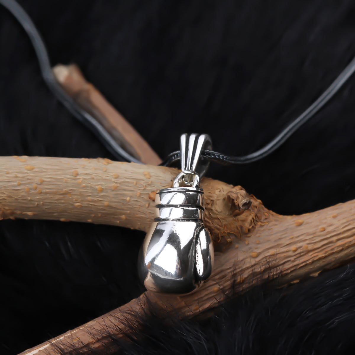 925k Sterling Silver Men Boxing Gloves Necklace - alternate view 3