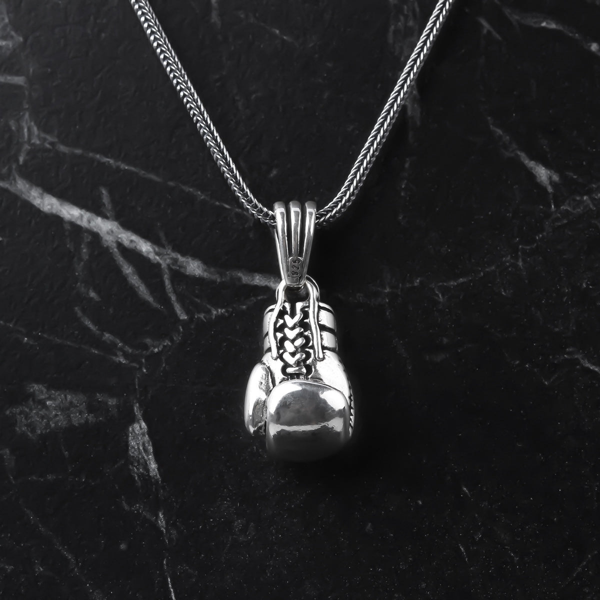 925k Sterling Silver Men Boxing Gloves Necklace - alternate view 4