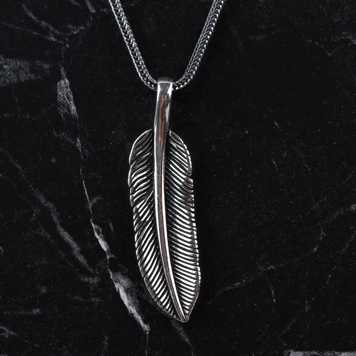 925k Sterling Silver Men Leaf Necklace
