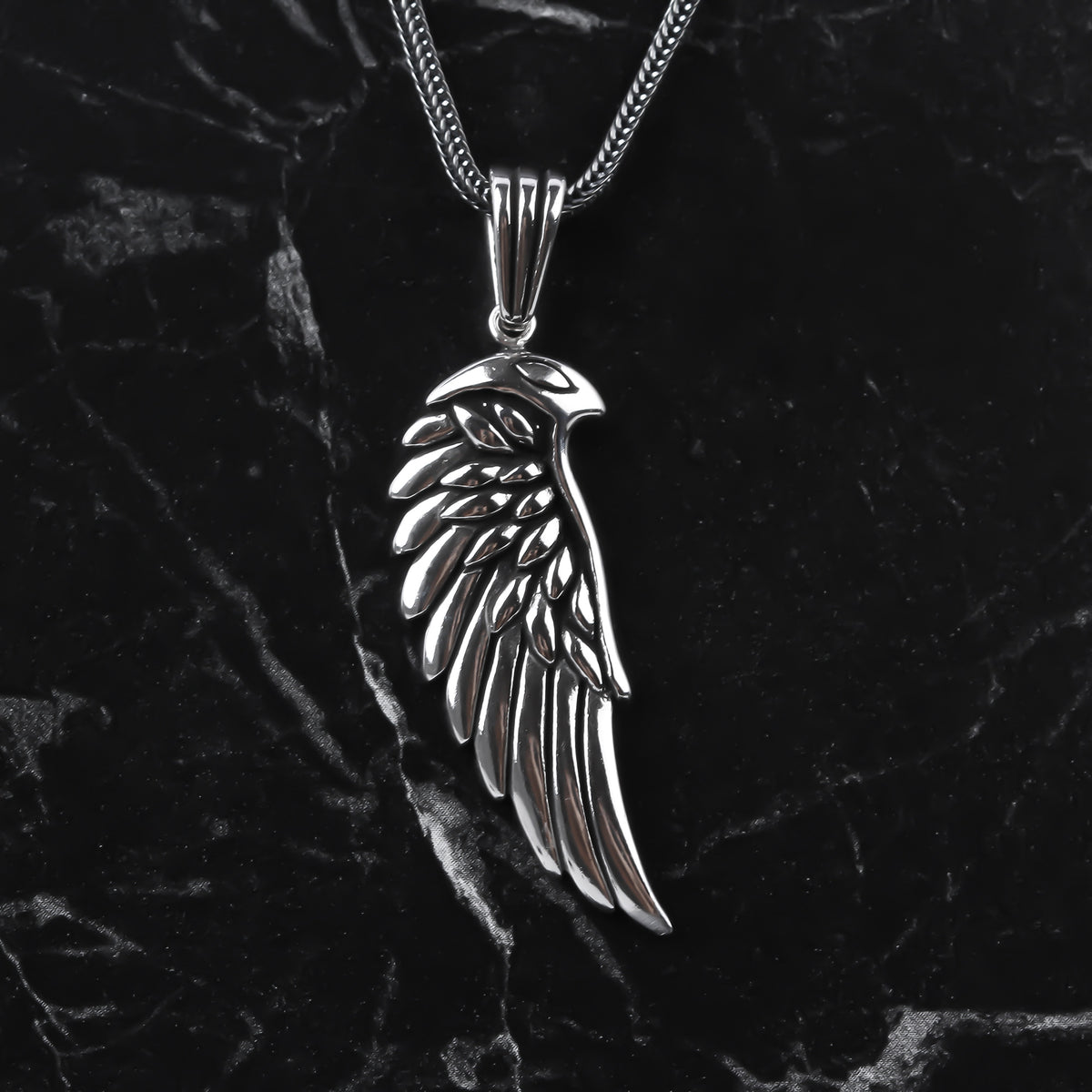 925k Sterling Silver Men Angel Wing Necklace - alternate view 2