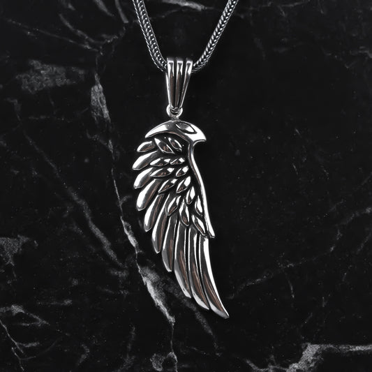 925k Sterling Silver Men Angel Wing Necklace - alternate view 2