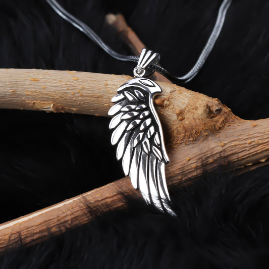 925k Sterling Silver Men Angel Wing Necklace