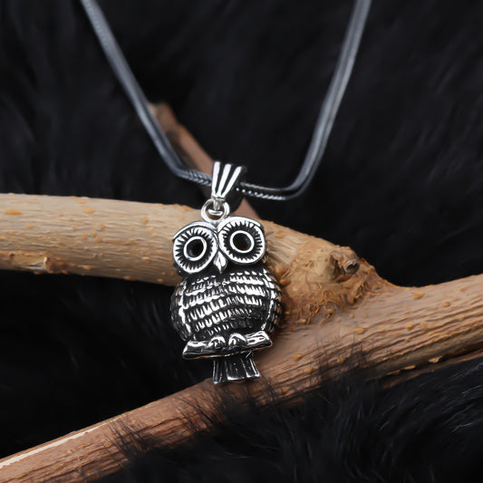 925k Sterling Silver Men Owl Necklace - alternate view 2