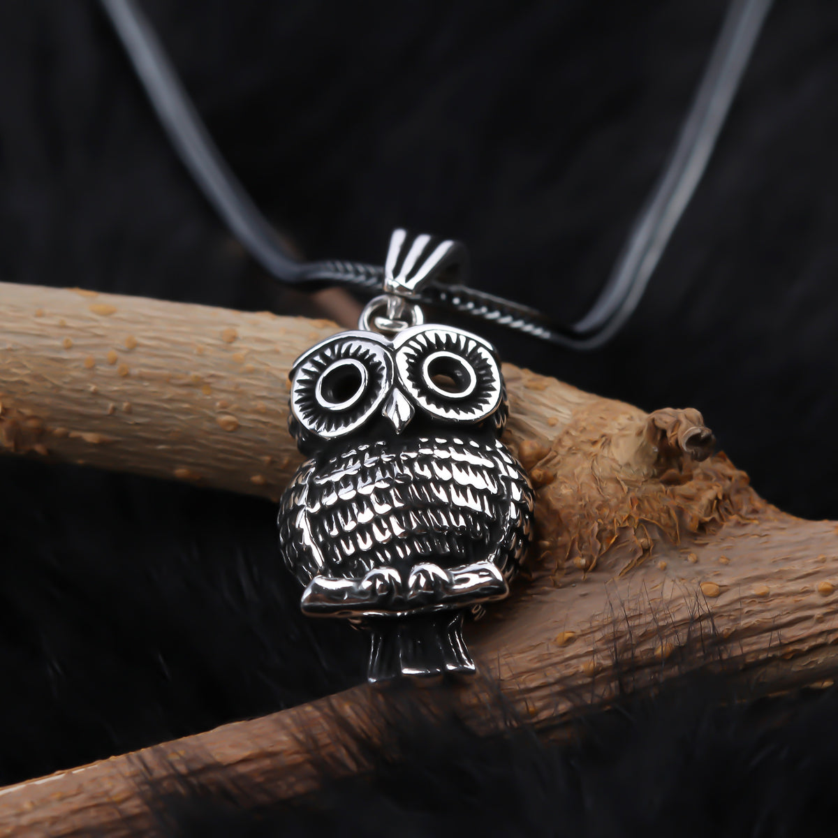 925k Sterling Silver Men Owl Necklace