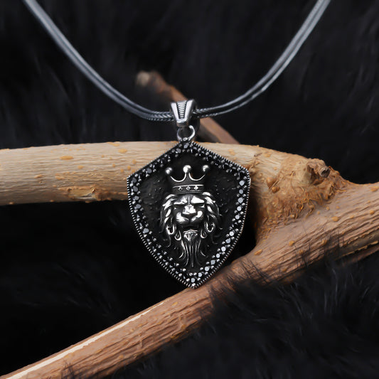 925k Sterling Silver Men Lion King Necklace - alternate view 2