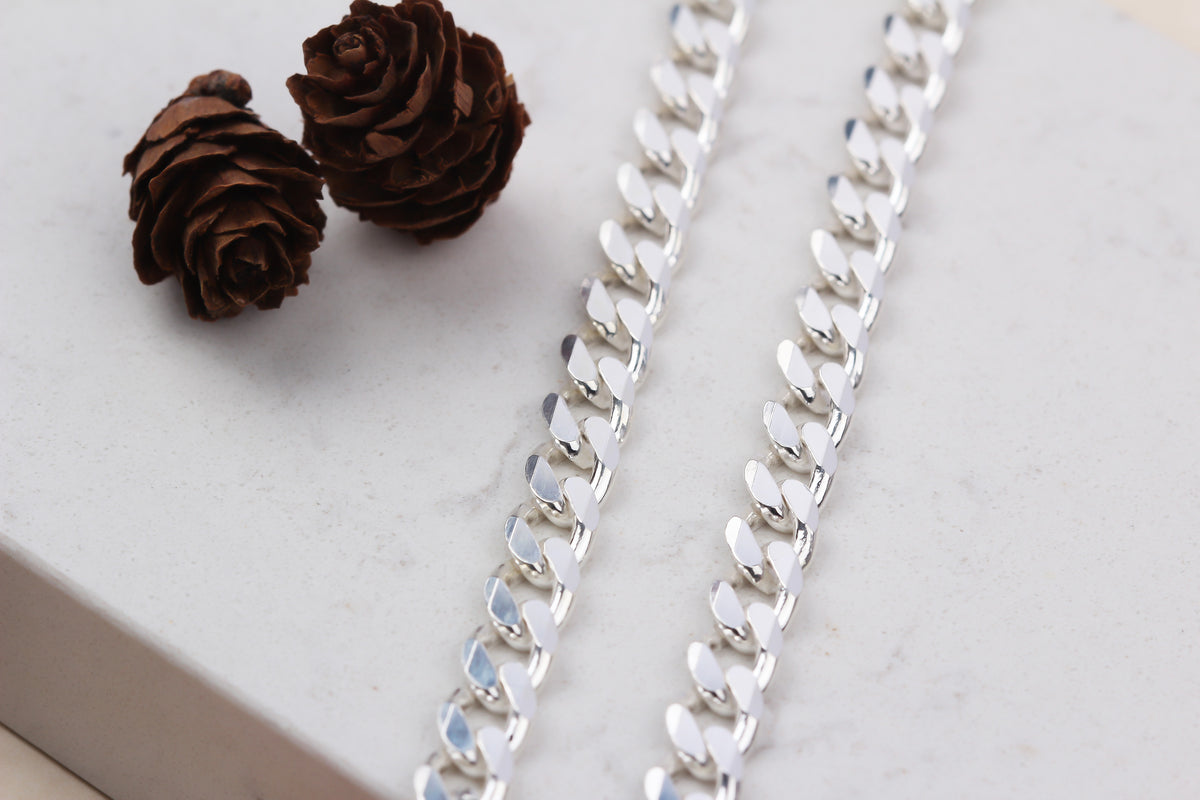 925k Sterling Silver 7mm Gourmet Chain Necklace - alternate view 3