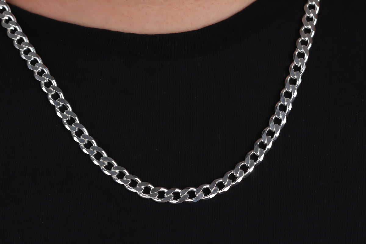 925k Sterling Silver 7mm Gourmet Chain Necklace