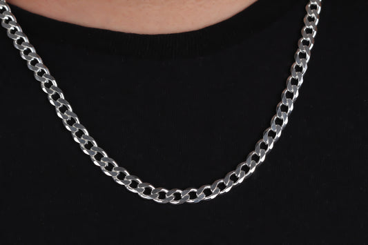 925k Sterling Silver 7mm Gourmet Chain Necklace