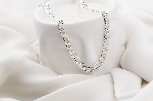 925k Sterling Silver 5mm Figaro Chain Necklace - alternate view 2