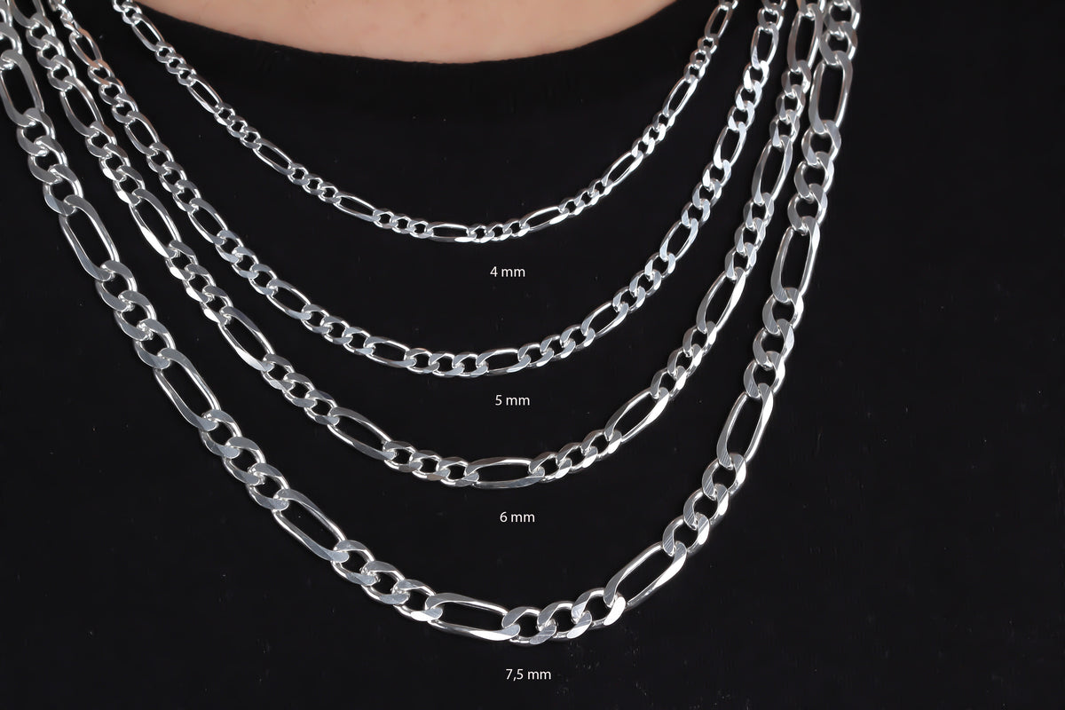 925k Sterling Silver 5mm Figaro Chain Necklace - alternate view 5