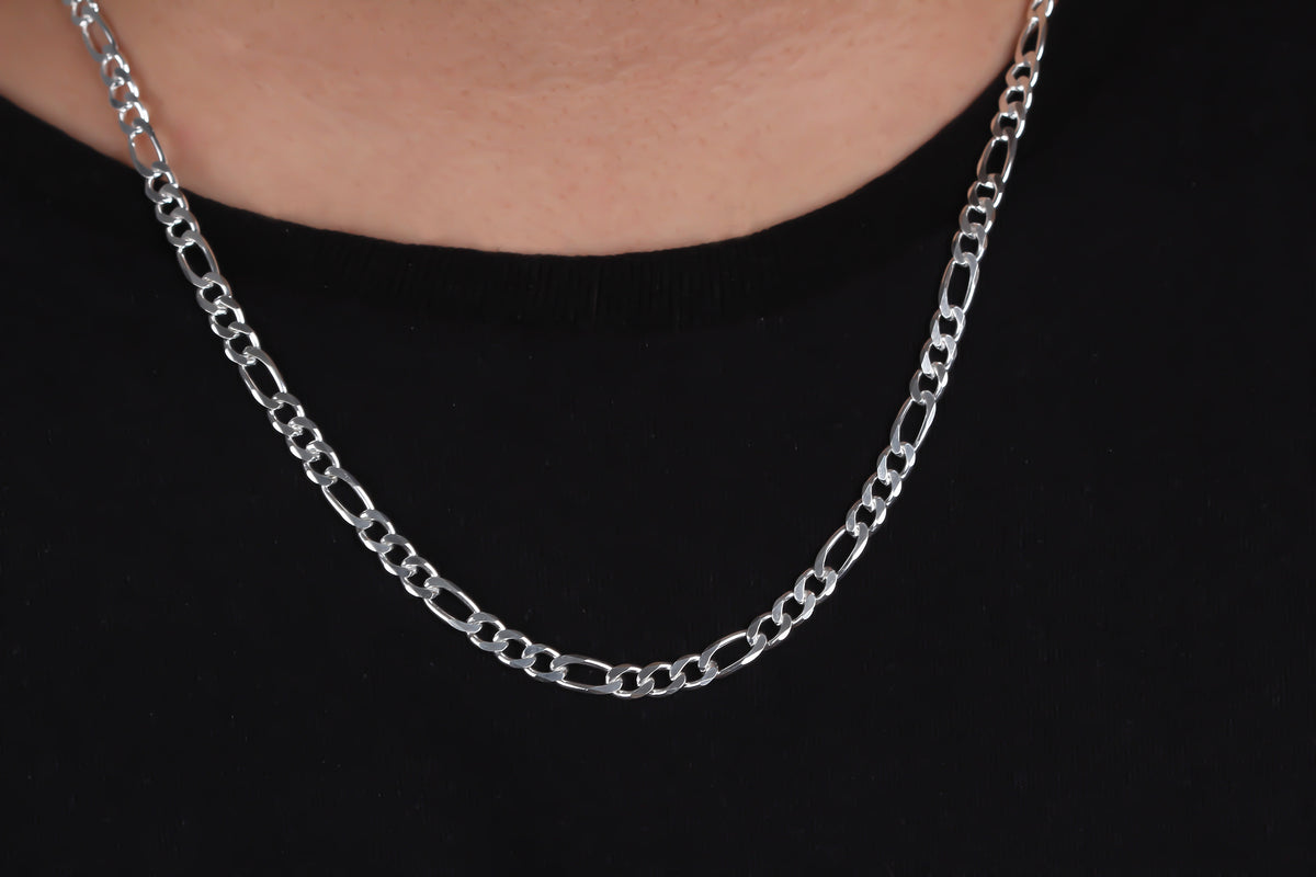 925k Sterling Silver 5mm Figaro Chain Necklace