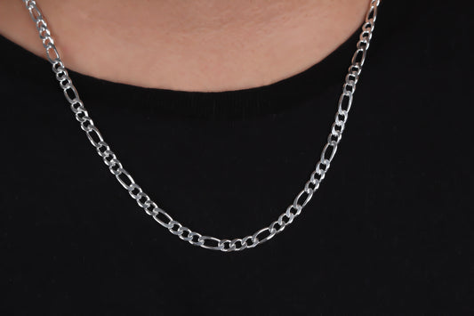 925k Sterling Silver 5mm Figaro Chain Necklace