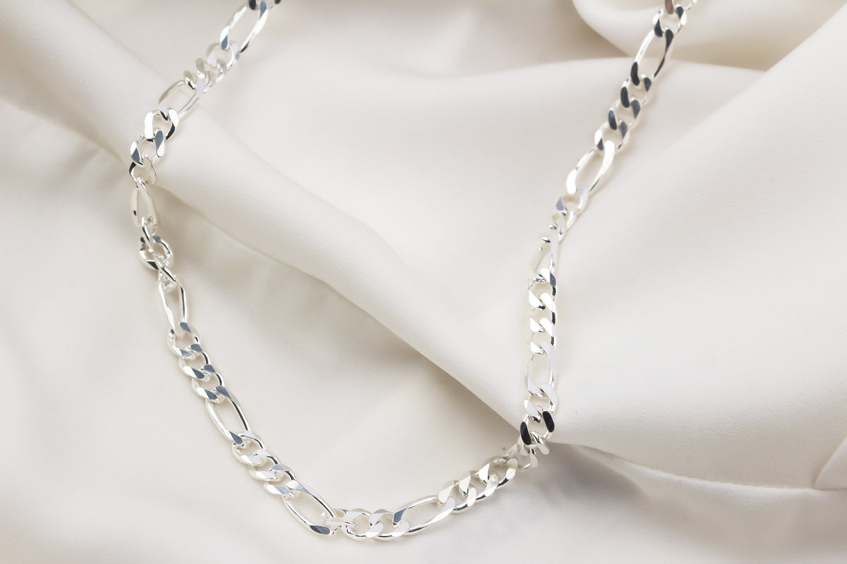 925k Sterling Silver 4mm Figaro Chain Necklace - alternate view 2