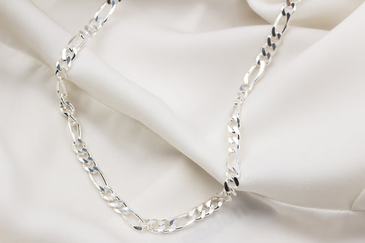 925k Sterling Silver 4mm Figaro Chain Necklace - alternate view 2