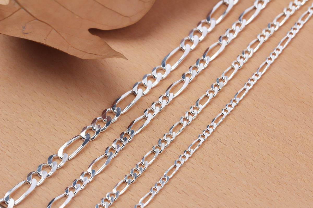 925k Sterling Silver 4mm Figaro Chain Necklace - alternate view 4