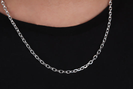 925k Sterling Silver 4mm Anchor Chain Necklace