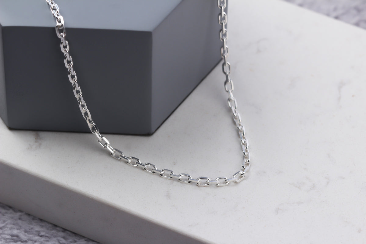 925k Sterling Silver 3mm Anchor Chain Necklace - alternate view 3