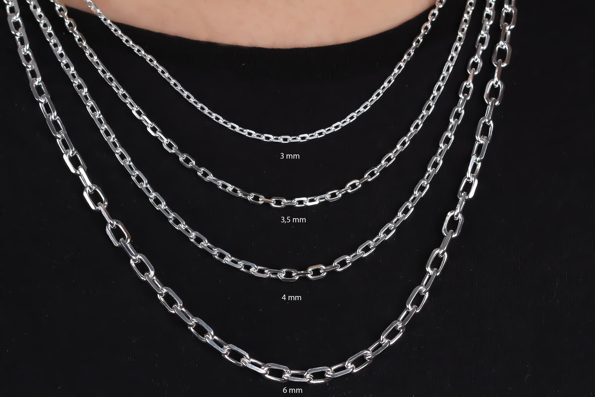 925k Sterling Silver 3mm Anchor Chain Necklace - alternate view 5