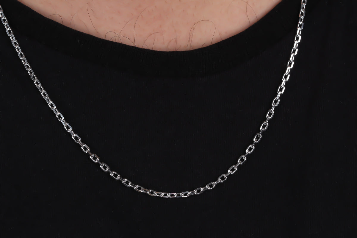 925k Sterling Silver 3mm Anchor Chain Necklace