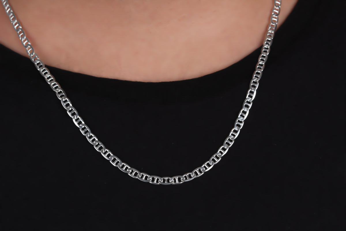 925k Sterling Silver 5mm Mariner Chain Necklace