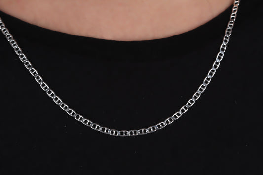 925k Sterling Silver 4mm Mariner Chain Necklace
