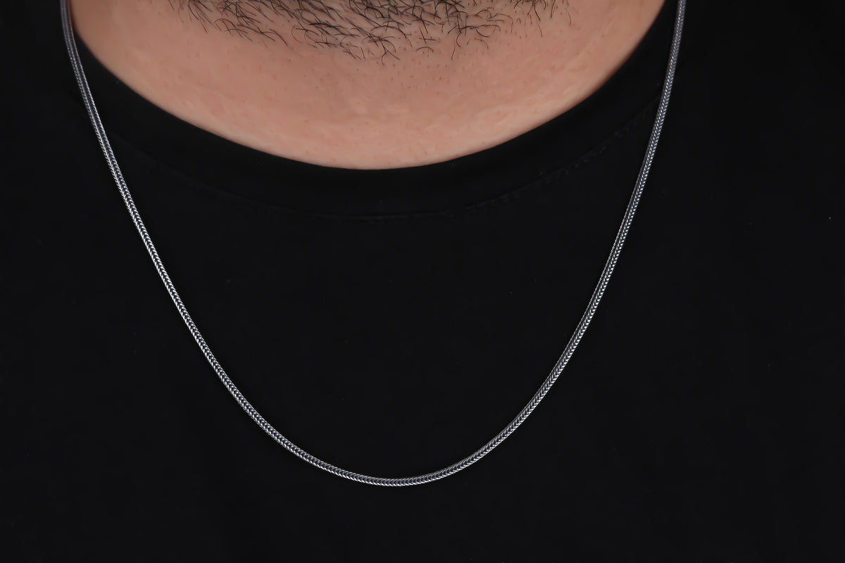 925k Sterling Silver 2mm Foxtail Chain Necklace - alternate view 3