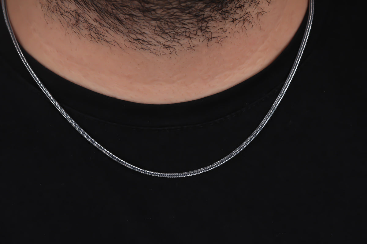 925k Sterling Silver 2mm Foxtail Chain Necklace - alternate view 4